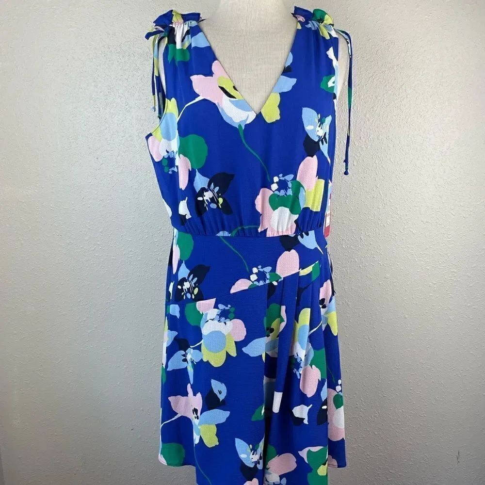 NWT Vince Camuto Sleeveless Blue Floral Midi Dress Size 12